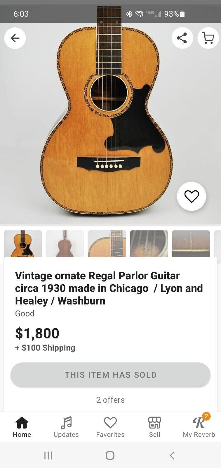 Vintage 1930s Regal Parlor Guitar – Lyon & Healy Quality Built 23