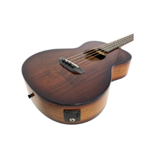 Haze 37"Solid Koa Top Height Adjustable Saddle Acoustic Bass Guitar-HZMINISEBKOA - Image 7