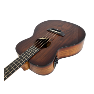Haze 37"Solid Koa Top Height Adjustable Saddle Acoustic Bass Guitar-HZMINISEBKOA - Image 8