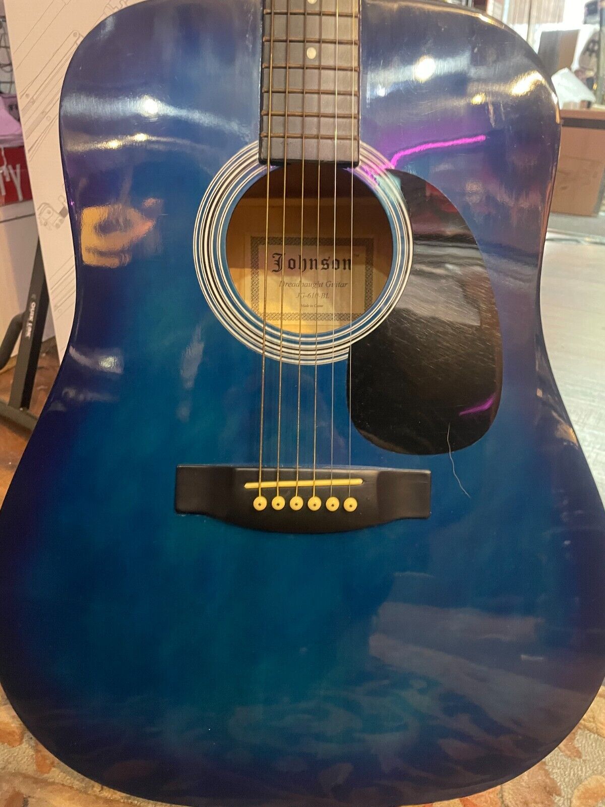 Johnson Blue Acoustic Guitar 2
