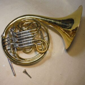 JUPITER JHR-852 DOUBLE FRENCH HORN BRASS WORKING GOOD W/DENTS CASE MOUTHPIECE - Image 2