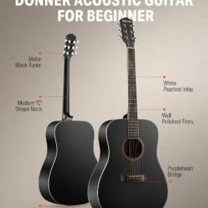Donner DAG-1B Acoustic Guitar Full Size 41" Cutaway Mahogany +Bag Strap | Refurb - Image 4
