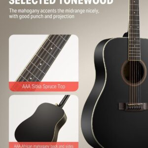 Donner DAG-1B Acoustic Guitar Full Size 41" Cutaway Mahogany +Bag Strap | Refurb - Image 5