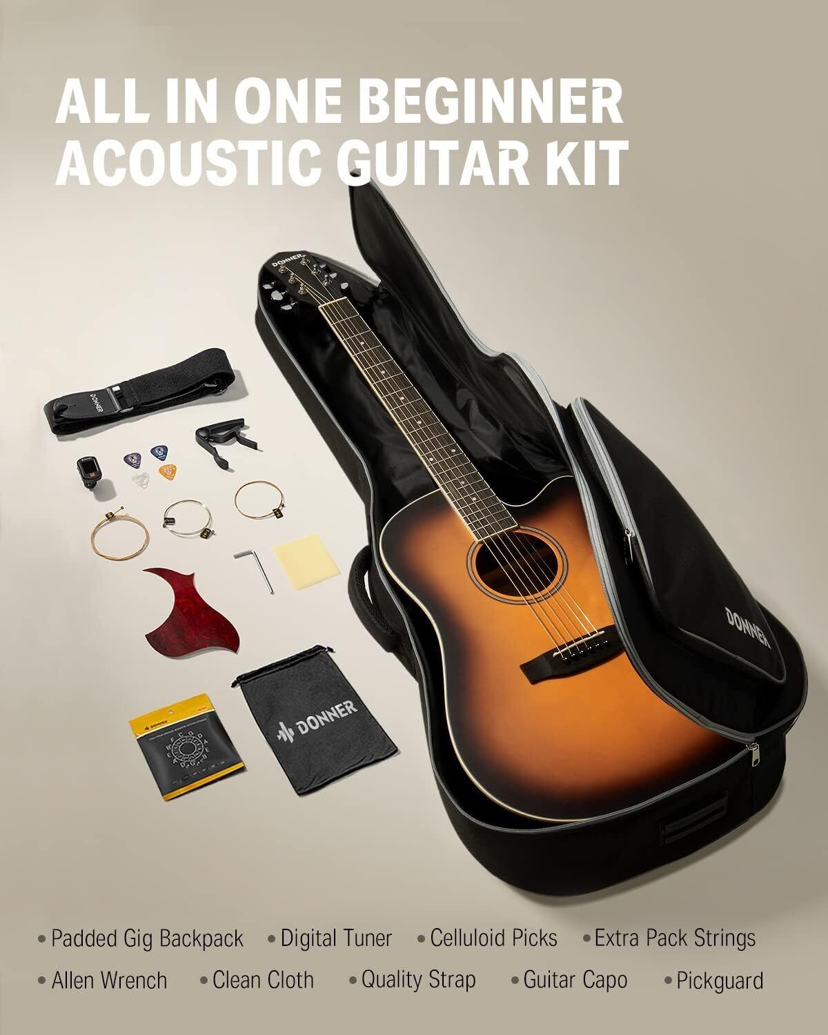 Donner DAG-1C Acoustic Guitar 41″ Full Size Cutaway Mahogany Wood + Bag | Refurb 6