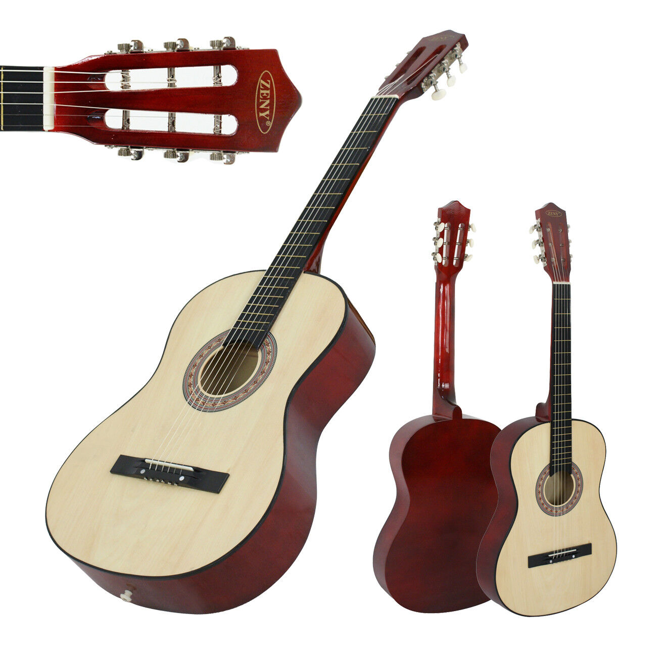 38″ Wooden Beginners Acoustic Guitar With Guitar Case,Strap and Pick Natural 2