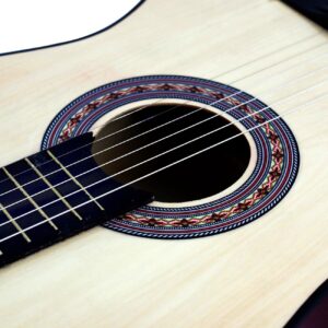 38" Wooden Beginners Acoustic Guitar With Guitar Case,Strap and Pick Natural - Image 4
