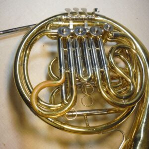 JUPITER JHR-852 DOUBLE FRENCH HORN BRASS WORKING GOOD W/DENTS CASE MOUTHPIECE - Image 5