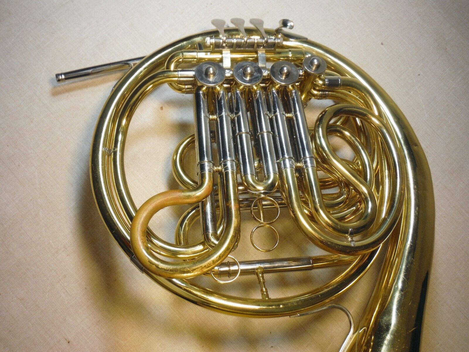 JUPITER JHR-852 DOUBLE FRENCH HORN BRASS WORKING GOOD W/DENTS CASE MOUTHPIECE 5