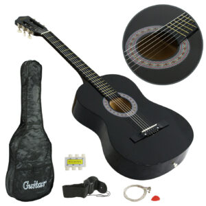 38" Full Size Acoustic Guitar Adult Kids Beginners Black Guitar with Guitar Pick - Image 1
