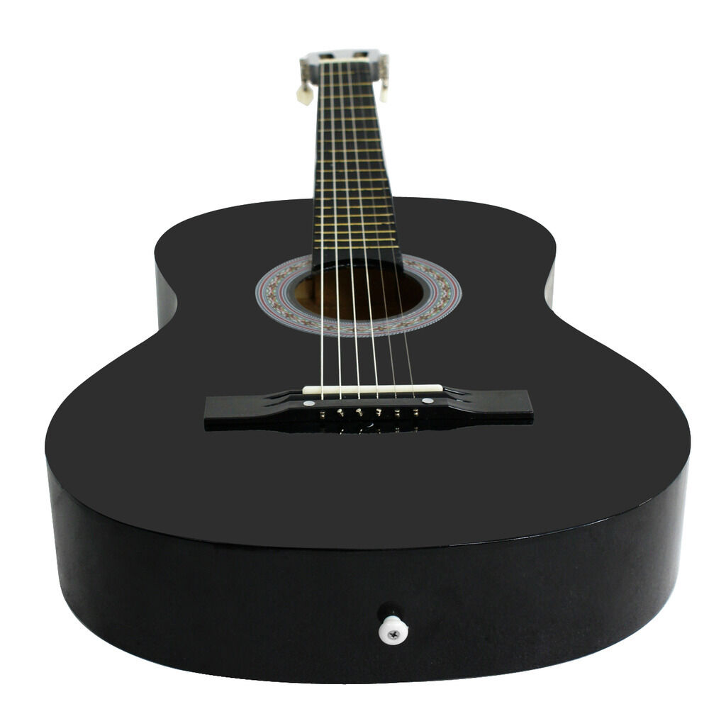 38″ Full Size Acoustic Guitar Adult Kids Beginners Black Guitar with Guitar Pick 6