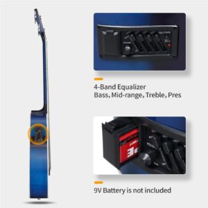 Glarry GMB101 4 string Electric Acoustic Bass Guitar w/ 4-Band Equalizer EQ7545R - Image 13