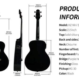 Acoustic Bass Guitar- Haze 37"Solid Koa Top Height Adjustable Saddle - Image 3