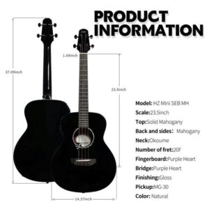 Acoustic Bass Guitar- Haze 37"Solid Koa Top Height Adjustable Saddle - Image 4