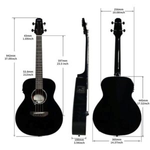 Acoustic Bass Guitar- Haze 37"Solid Koa Top Height Adjustable Saddle - Image 7