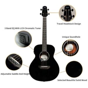 Acoustic Bass Guitar- Haze 37"Solid Koa Top Height Adjustable Saddle - Image 8