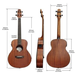 Acoustic Bass Guitar- Haze 37"Solid Koa Top Height Adjustable Saddle - Image 12