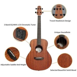 Acoustic Bass Guitar- Haze 37"Solid Koa Top Height Adjustable Saddle - Image 13