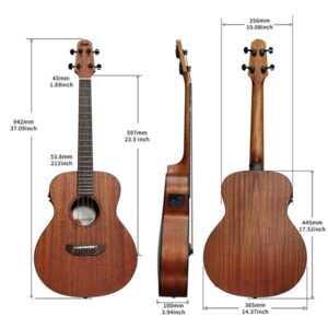 Acoustic Bass Guitar- Haze 37"Solid Koa Top Height Adjustable Saddle - Image 27