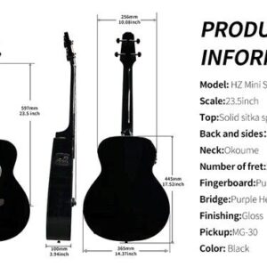 Acoustic Bass Guitar- Haze 37"Solid Koa Top Height Adjustable Saddle - Image 36