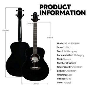 Acoustic Bass Guitar- Haze 37"Solid Koa Top Height Adjustable Saddle - Image 37