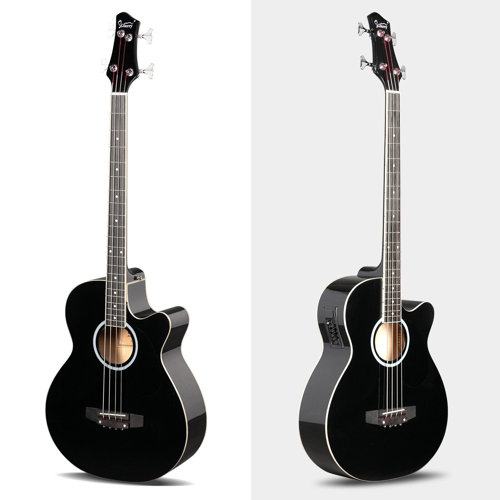Glarry GMB101 Black 4 string Electric Acoustic Bass Guitar w/ 4-Band Equalizer 3
