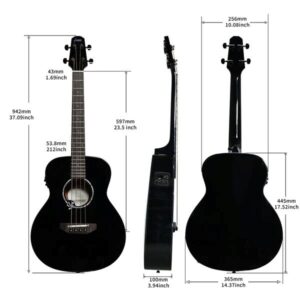 Acoustic Bass Guitar- Haze 37"Solid Koa Top Height Adjustable Saddle - Image 40