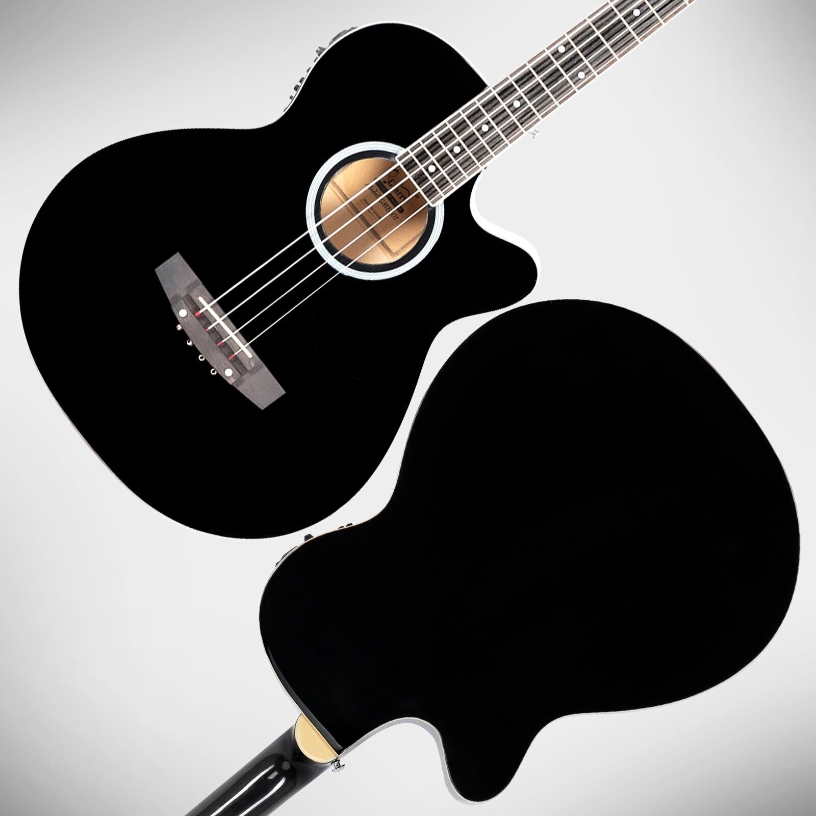 Glarry GMB101 Black 4 string Electric Acoustic Bass Guitar w/ 4-Band Equalizer 10