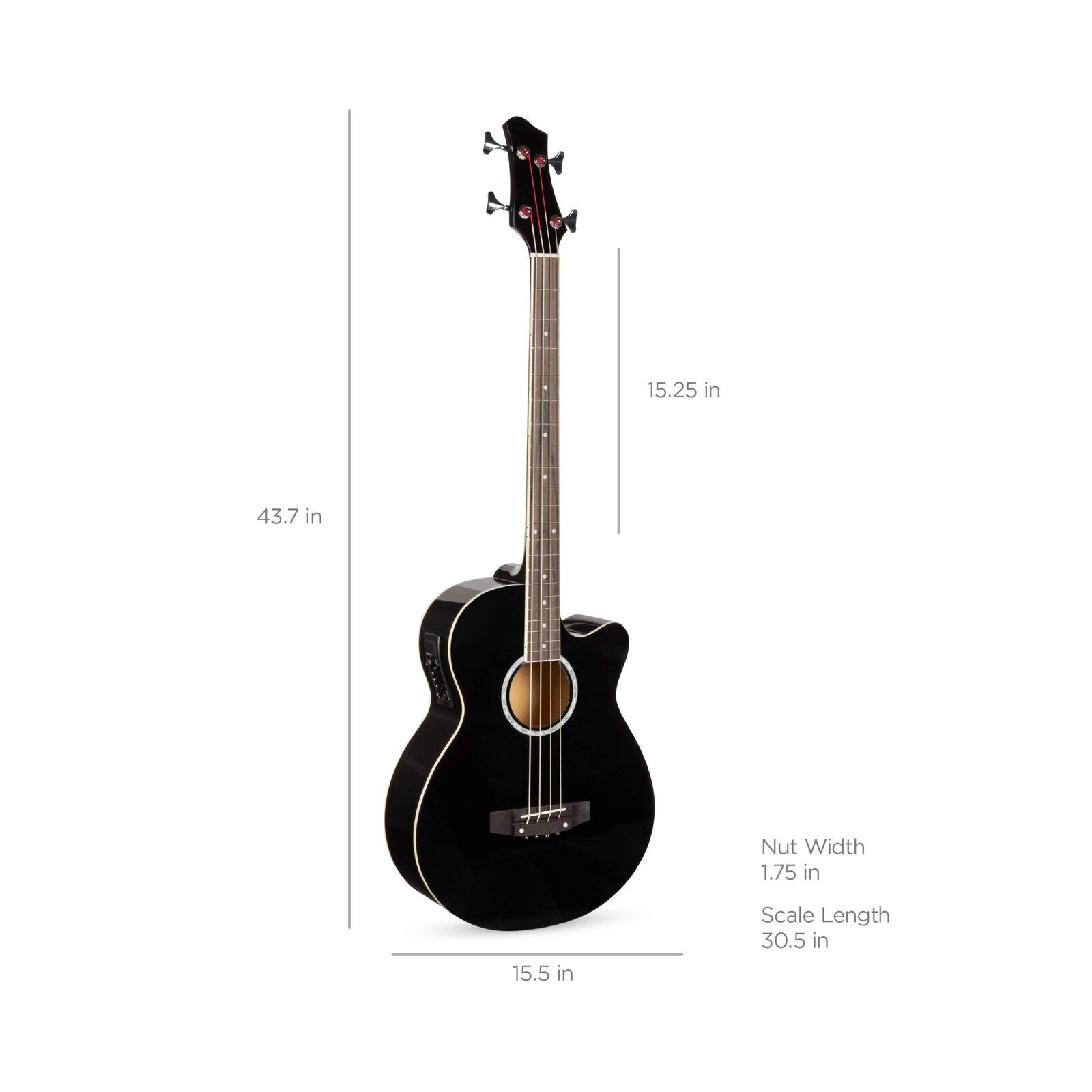 Acoustic Electric Bass Guitar – Full Size, 4 String, Fre… 7