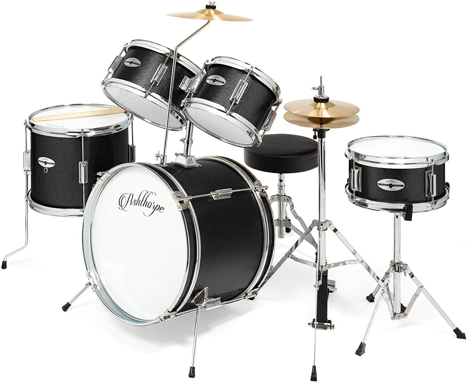 5-Piece Complete Junior Drum Set with Genuine Brass Cymbals – Advanced Beginner 1