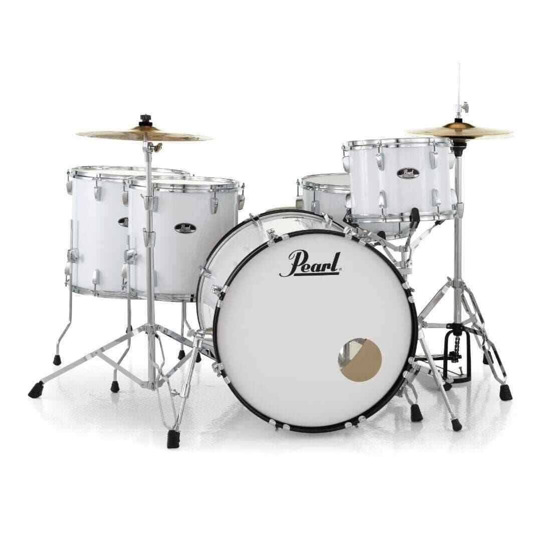 Pearl Roadshow Complete 5pc Rock Drum Set Pure White 1