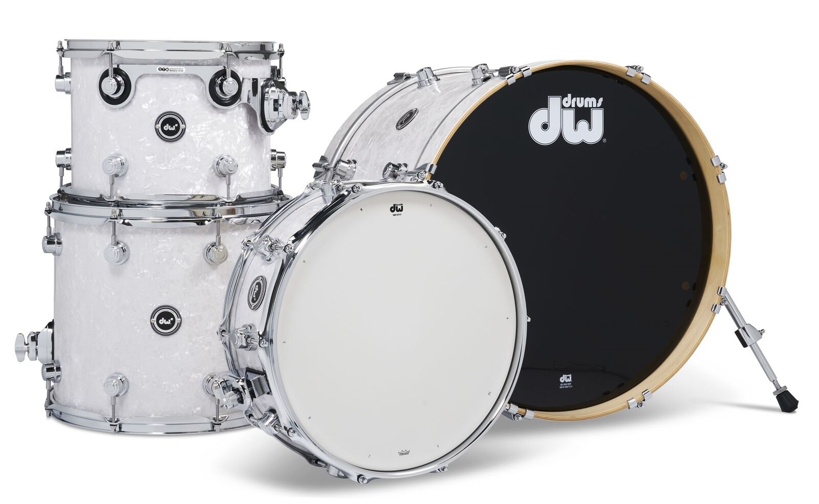 DW DEKTFP04 Acoustic/Electronic Convertible 4-Piece Drum Kit White Marine Pearl 2
