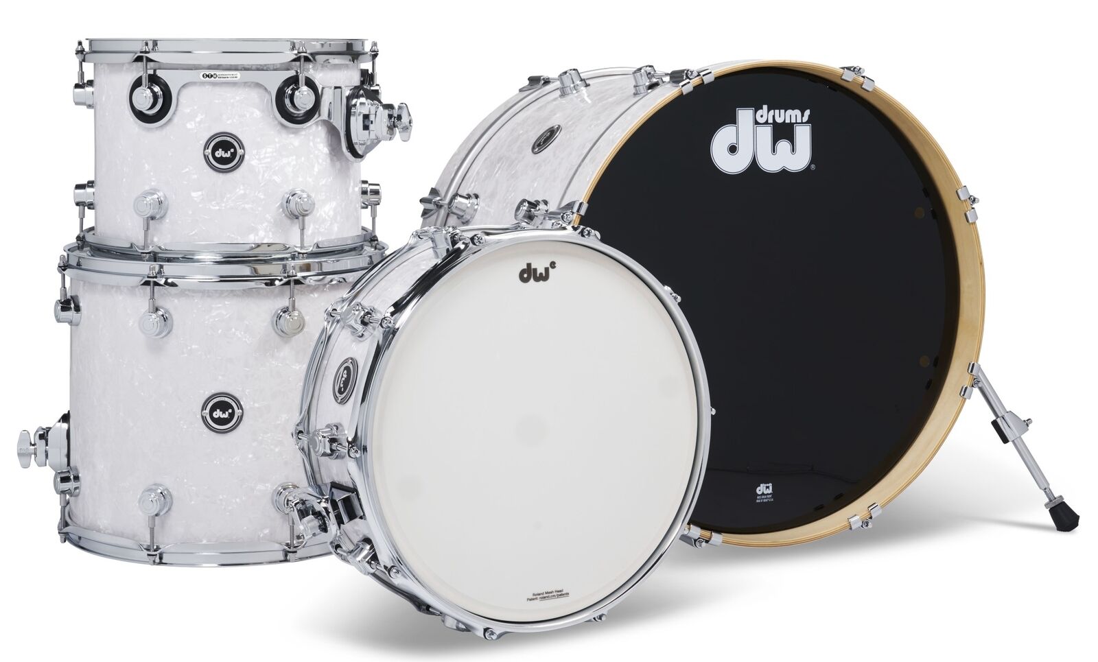 DW DEKTFP04 Acoustic/Electronic Convertible 4-Piece Drum Kit White Marine Pearl 3