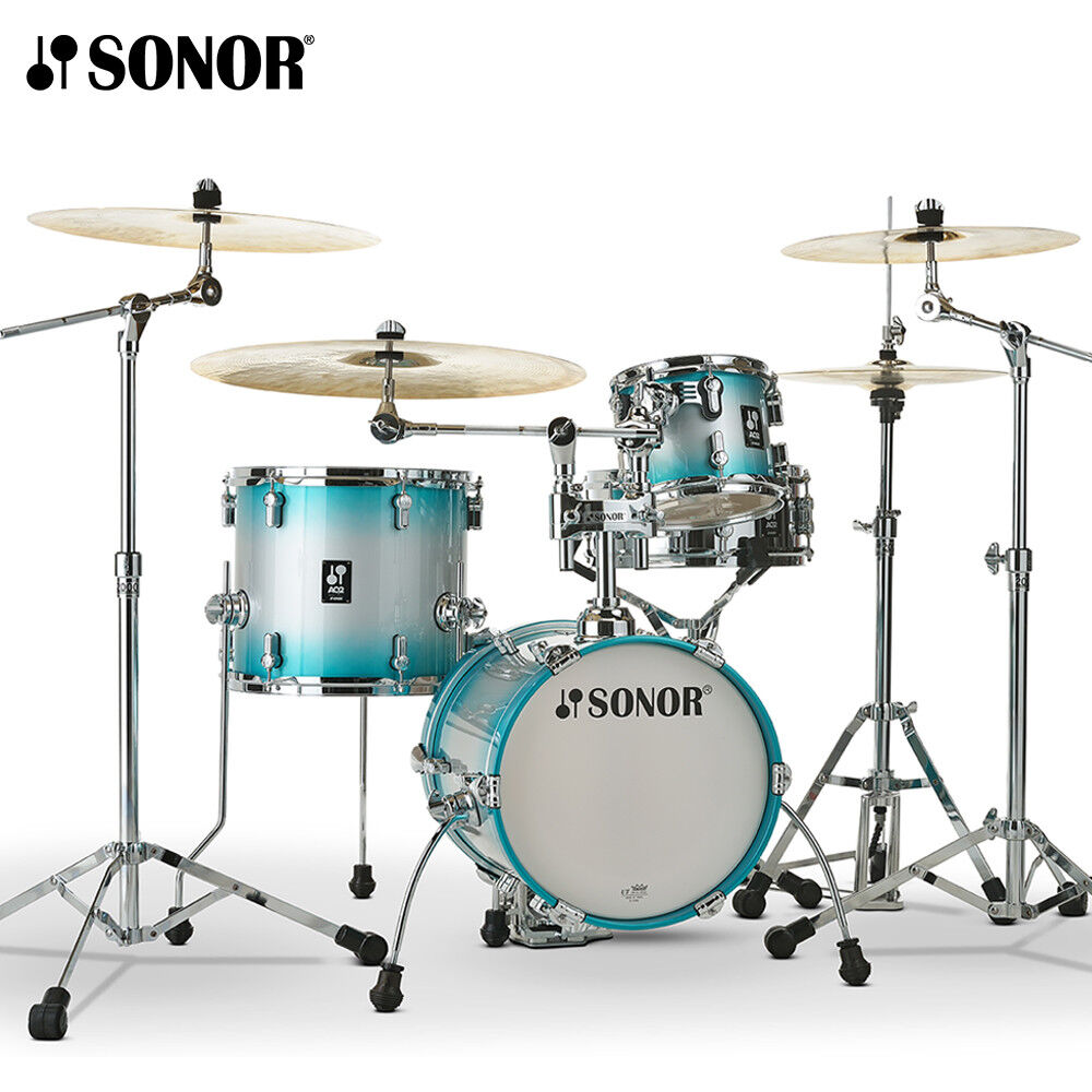 Sonor AQ2 MARTINI Maple 4 Piece Drum Set Shell Pack – Aqua Silverburst Lacquer 1