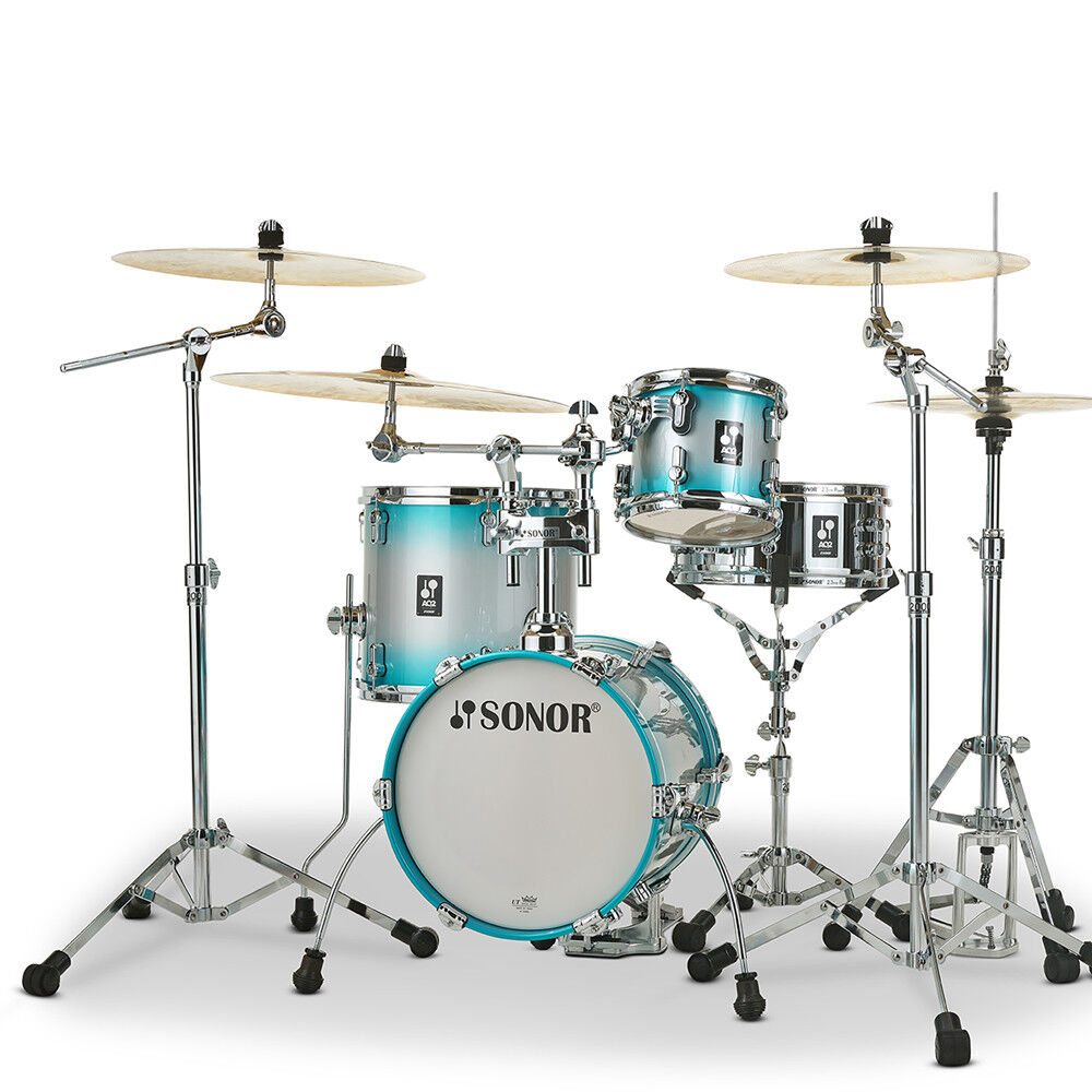 Sonor AQ2 MARTINI Maple 4 Piece Drum Set Shell Pack – Aqua Silverburst Lacquer 2