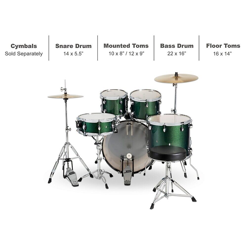 Sound Percussion Labs 5PC Unity II All In One Drum Set Pine Green Glitter 2