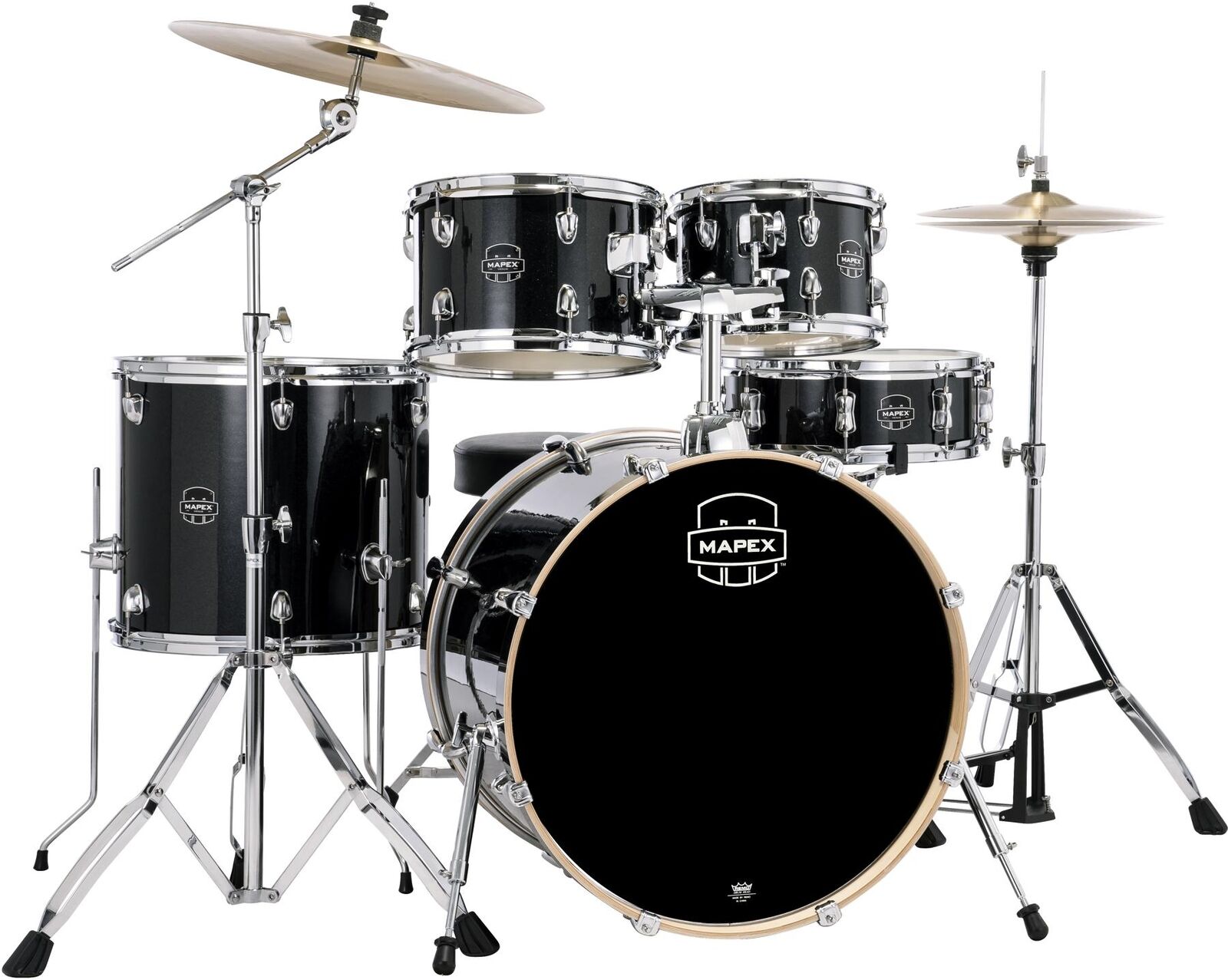 Mapex Venus 5-piece Rock Complete Drum Set – Black Galaxy Sparkle 1
