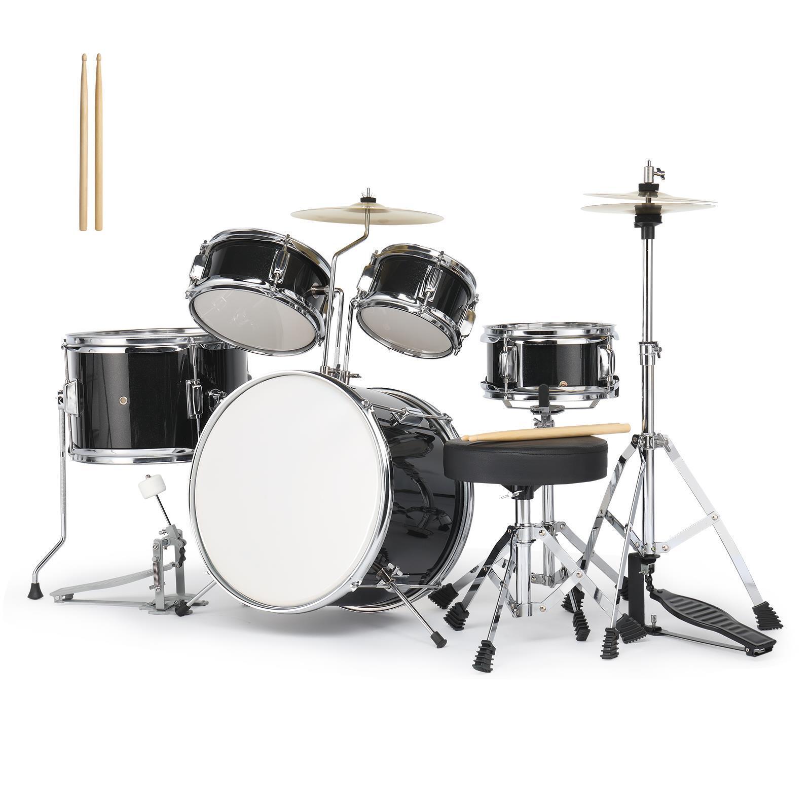 3- 5 Piece Junior Drum Set, Drum Kit with Throne, Cymbal, Drumsticks 1