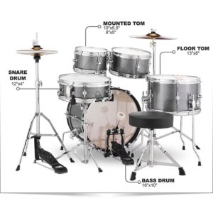 Pearl Roadshow Jr. Drum Set with Hardware and Cymbals Grindstone Sparkle - Image 2