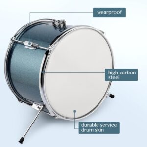 3- 5 Piece Junior Drum Set, Drum Kit with Throne, Cymbal, Drumsticks - Image 3