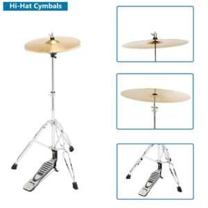 5 Piece Full Size Complete Adult Drum Set Cymbals Kit with Stool & Sticks Black - Image 8