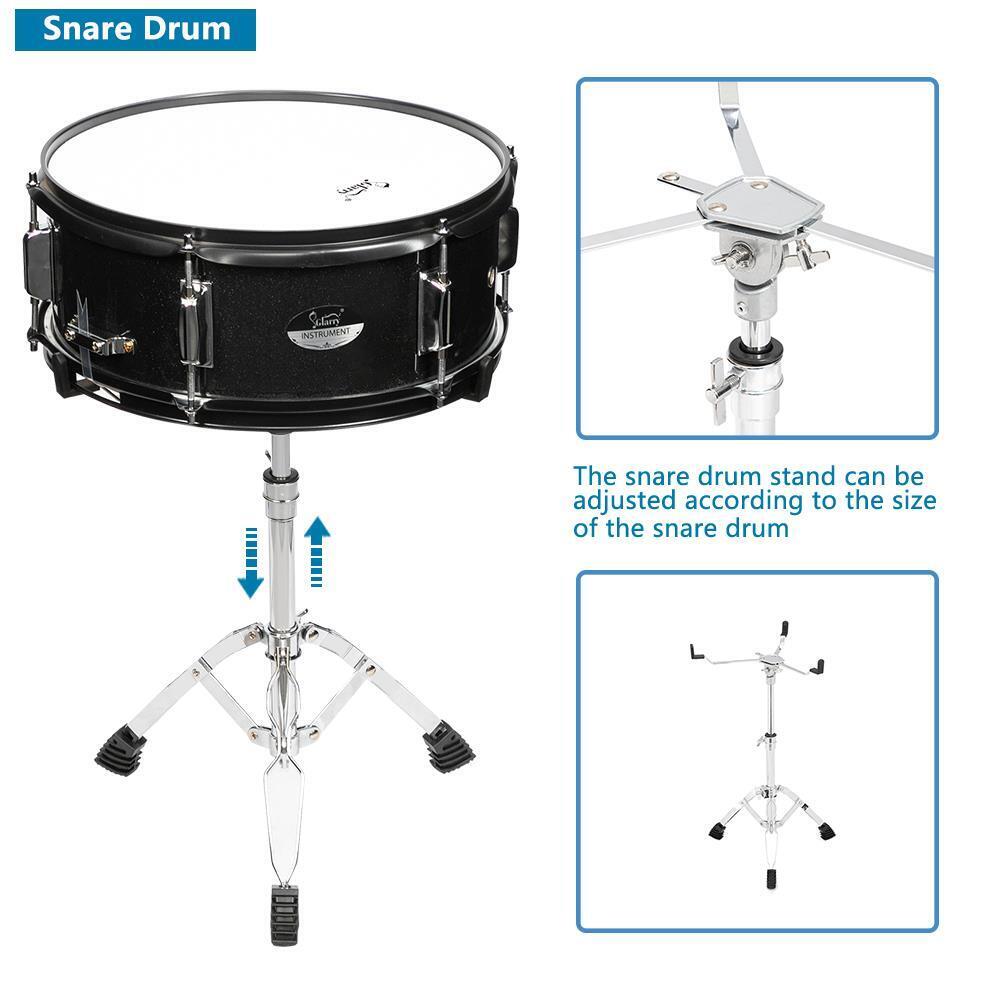 5 Piece Full Size Complete Adult Drum Set Cymbals Kit with Stool & Sticks Black 9