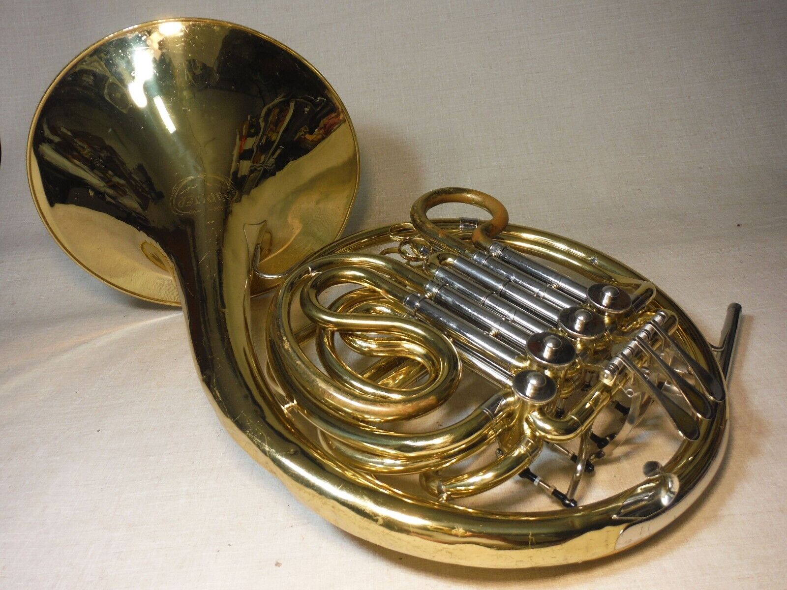 JUPITER JHR-852 DOUBLE FRENCH HORN BRASS WORKING GOOD W/DENTS CASE MOUTHPIECE 19