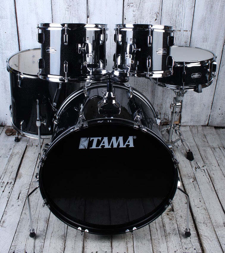 Tama ST52H5CBNS Stagestar 5 Piece Complete Drum Set with Stands and Throne Black 1
