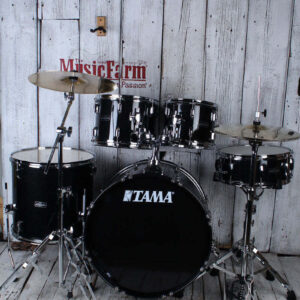Tama ST52H5CBNS Stagestar 5 Piece Complete Drum Set with Stands and Throne Black - Image 2