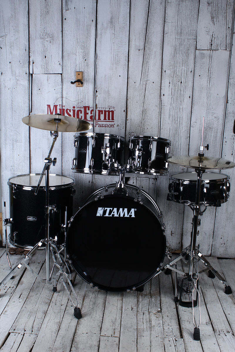 Tama ST52H5CBNS Stagestar 5 Piece Complete Drum Set with Stands and Throne Black 2
