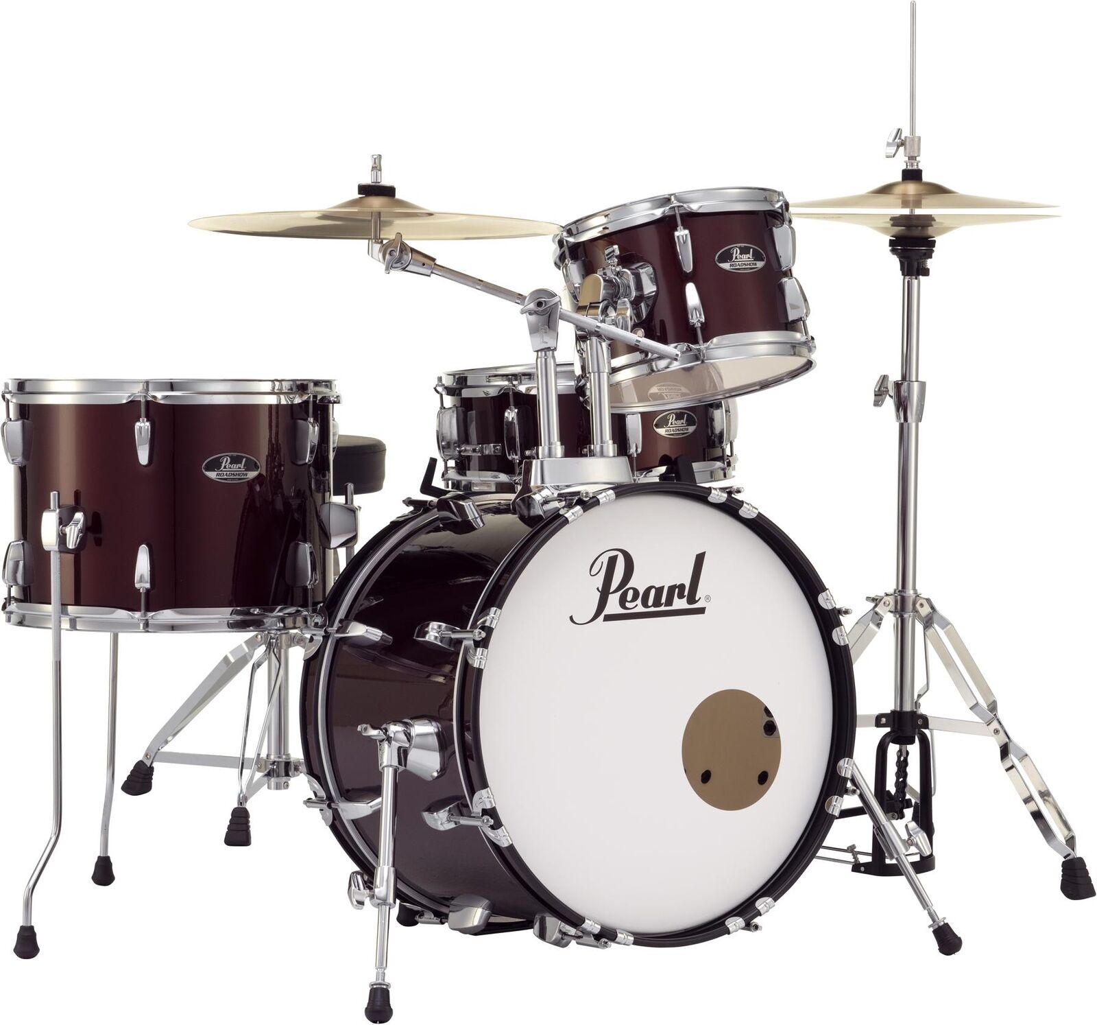Pearl Roadshow 4-piece Complete Drum Set with Cymbals – Wine Red 1