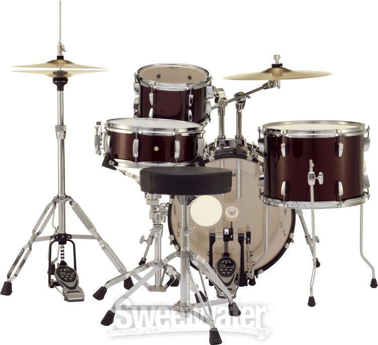 Pearl Roadshow 4-piece Complete Drum Set with Cymbals – Wine Red 2