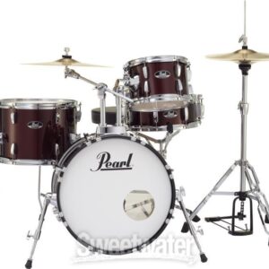 Pearl Roadshow 4-piece Complete Drum Set with Cymbals - Wine Red - Image 3