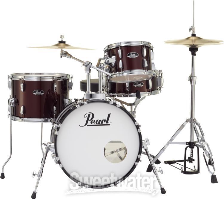 Pearl Roadshow 4-piece Complete Drum Set with Cymbals – Wine Red 3