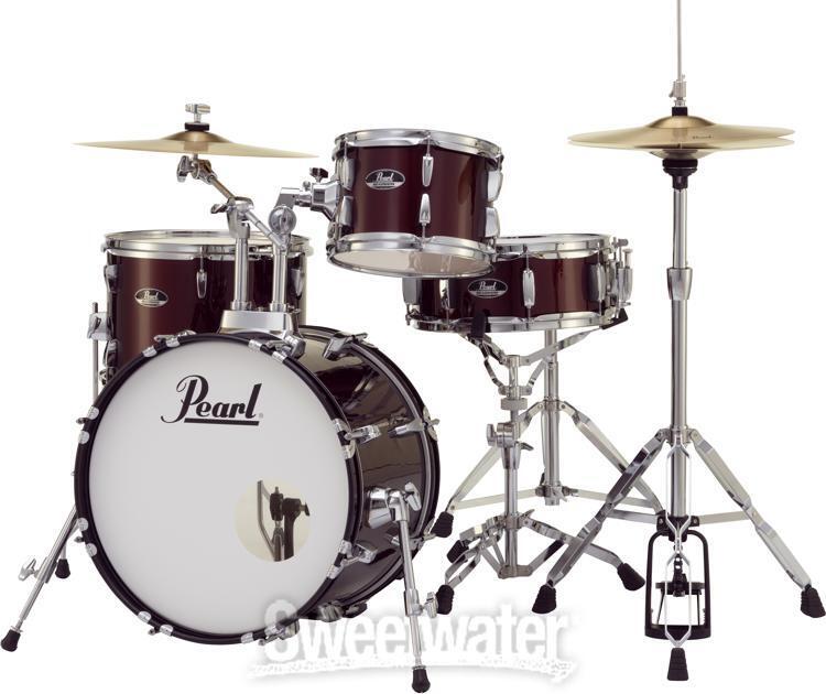 Pearl Roadshow 4-piece Complete Drum Set with Cymbals – Wine Red 4